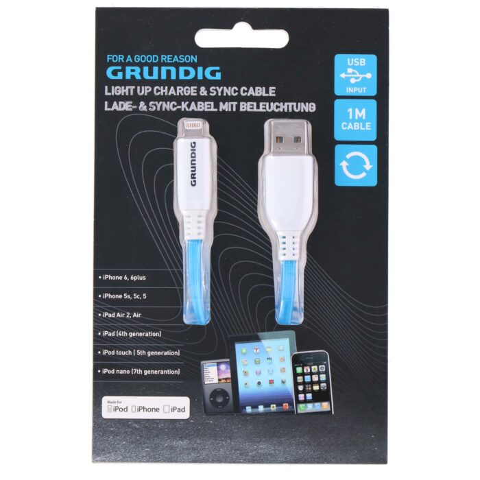 LED-valaistu kaapeli 1 m iPhone/iPad/iPod Grundig - Image 2